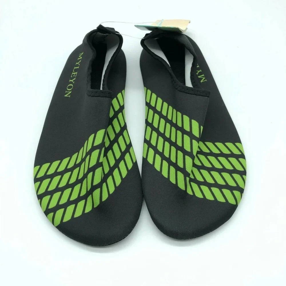 Myleyon Boys Water Shoes Slip On Fabric Geometric Black Green 36/37 US 2/3